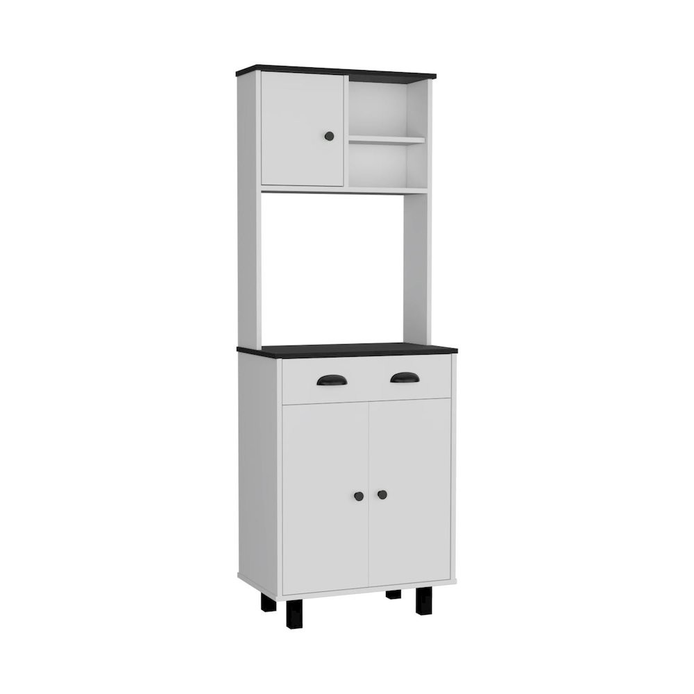 Salen Kitchen Pantry White/Black MDF