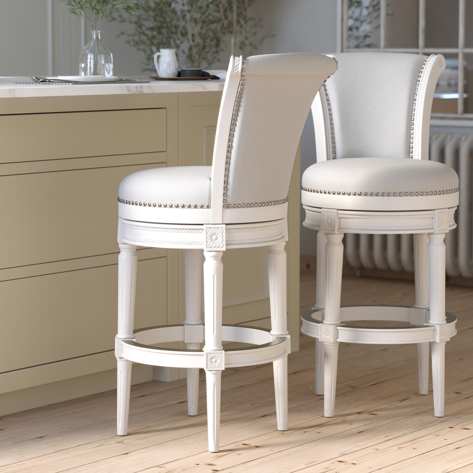 Chapman 31in. Wood Bar-Height Swivel Barstool with High-Back