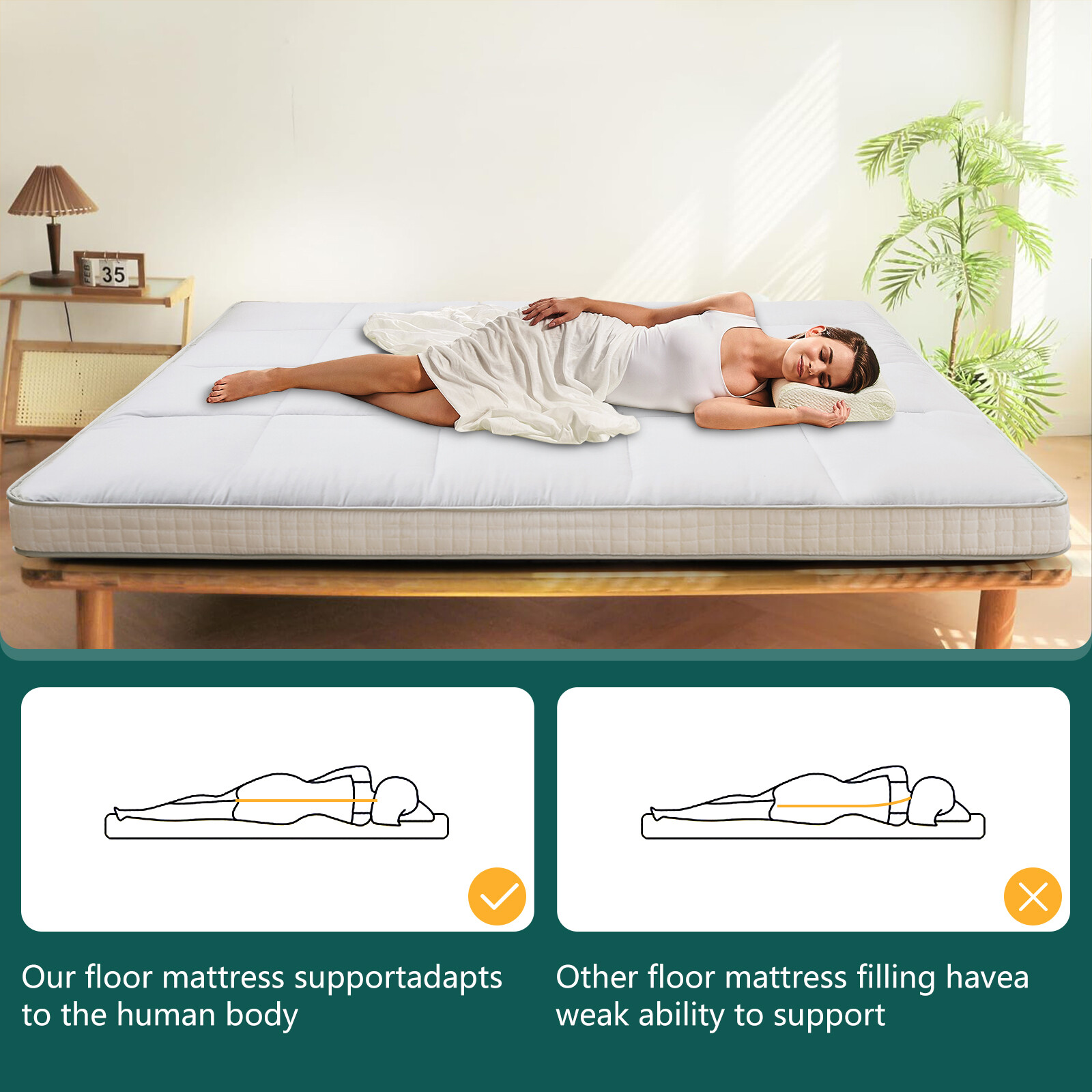 NAIZEA Japanese Floor Mattress Futon Mattress 4” Thickness Cushion Tatami Mat