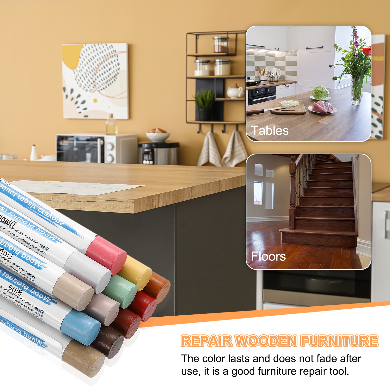 5pcs Wood Filler Sticks Wax Sticks for Scratches Wooden Holes Warm White