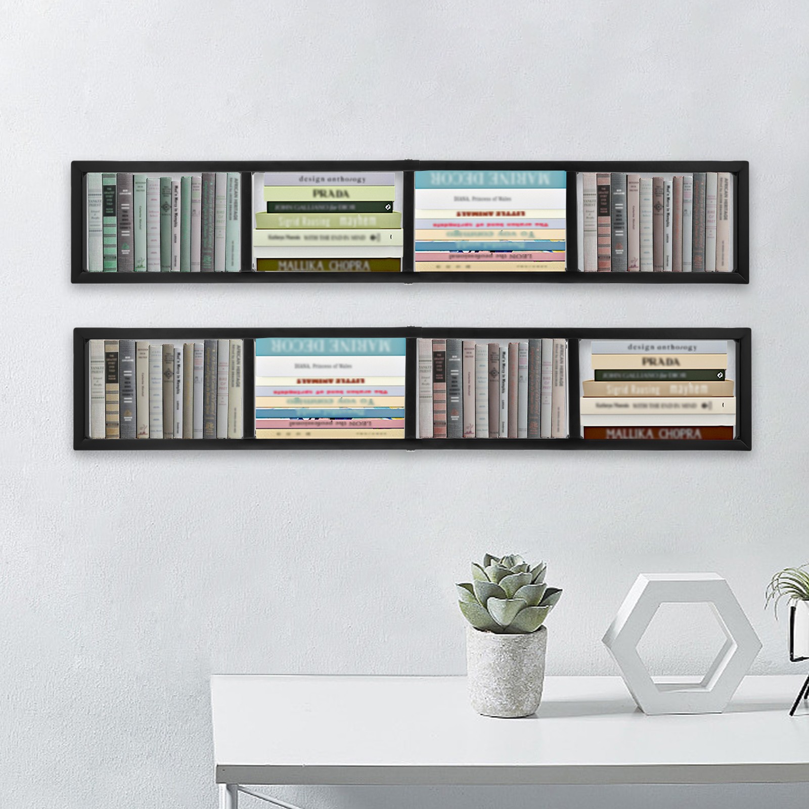 2Pcs Wall‑Mount Floating Shelf Large CD DVD Media Storage Organizer Shelves