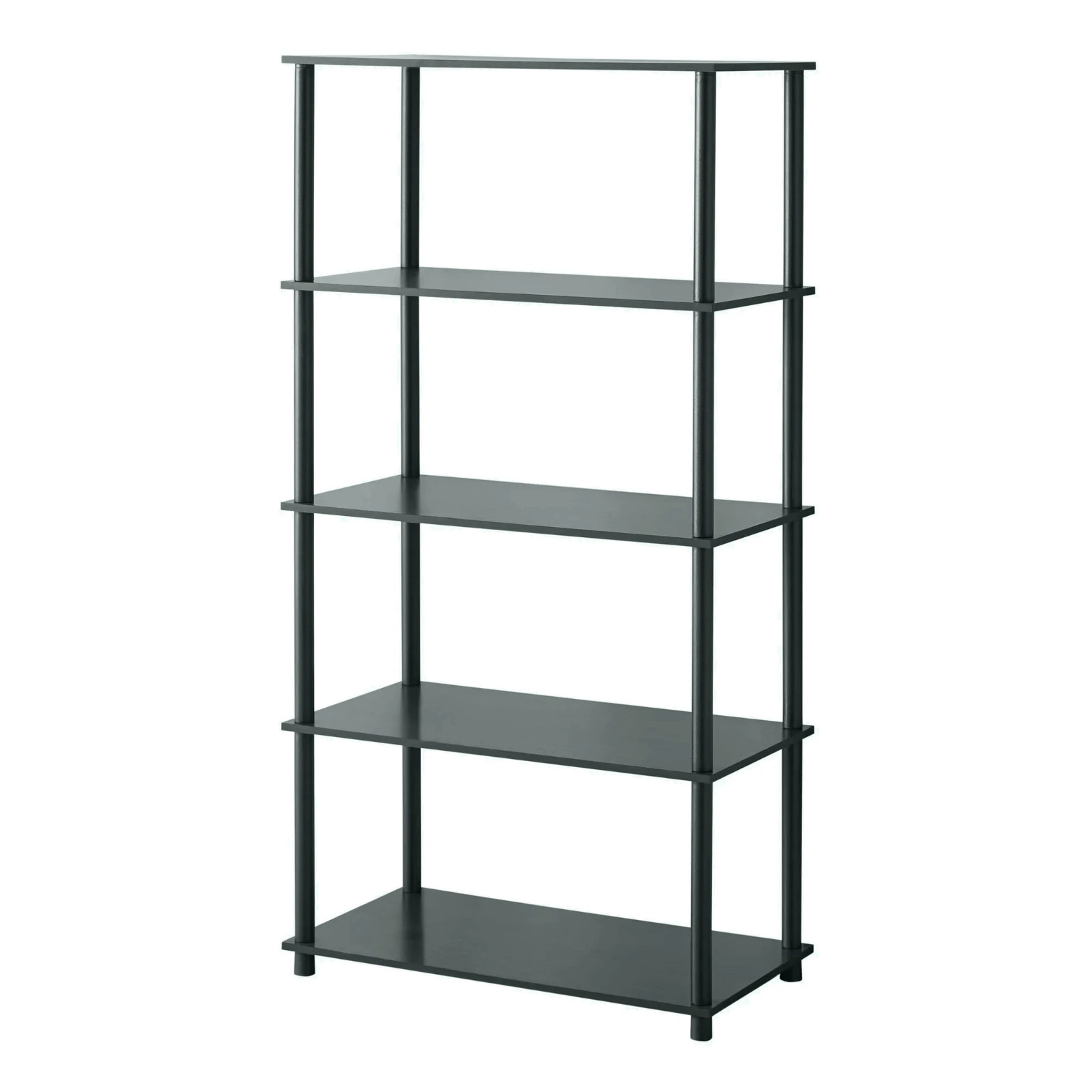Mainstays No Tools 5-Shelf Bookcase, True Black Oak, 57.48 in H, new