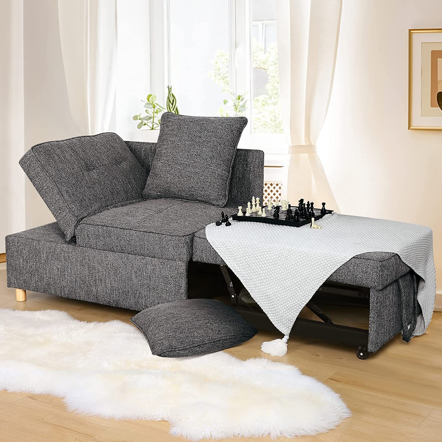 Modern 4-in-1 Convertible Sofa Bed Recliner Single Sleeper Loveseat Sofa Chair⭐⭐