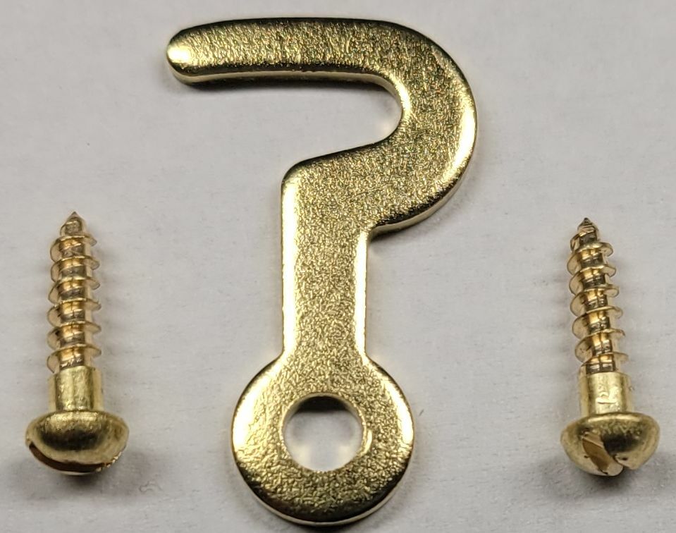 1″ Inch Small Brass Plated Steel Hook catch Latch antique kitchen vintage retro