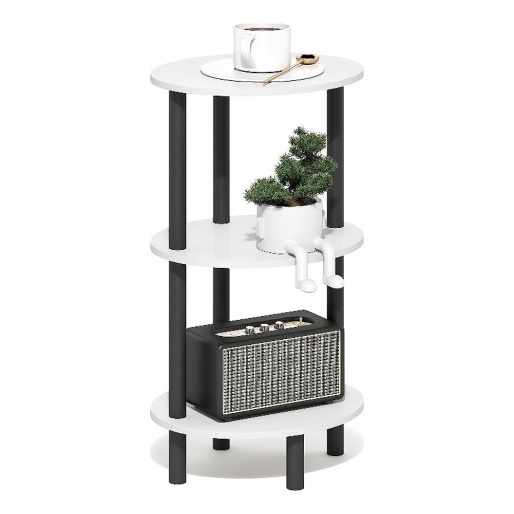 Pemberly Row 3-Tier 27.6″ Oval Open Shelf Nightstand in White