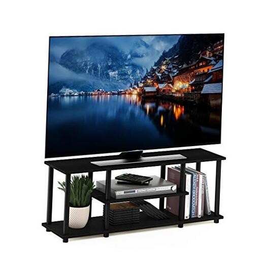 Turn-N-Tube No Tools 3D 3-Tier Entertainment TV Stand up to TV, 50 inch Walnut
