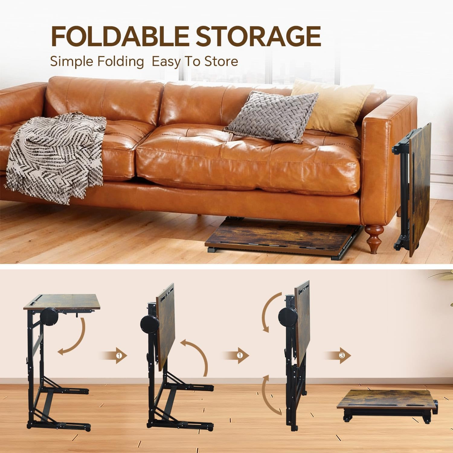 Foldable Couch Table Tray – Extra Wide C-Shaped Laptop & TV Dinner Stand