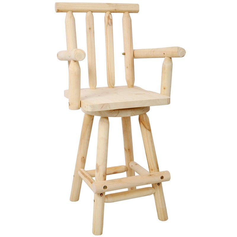 Fir Wood Bar Stool Swivel Counter Height Kitchen Dining Bar Chair with Footrest