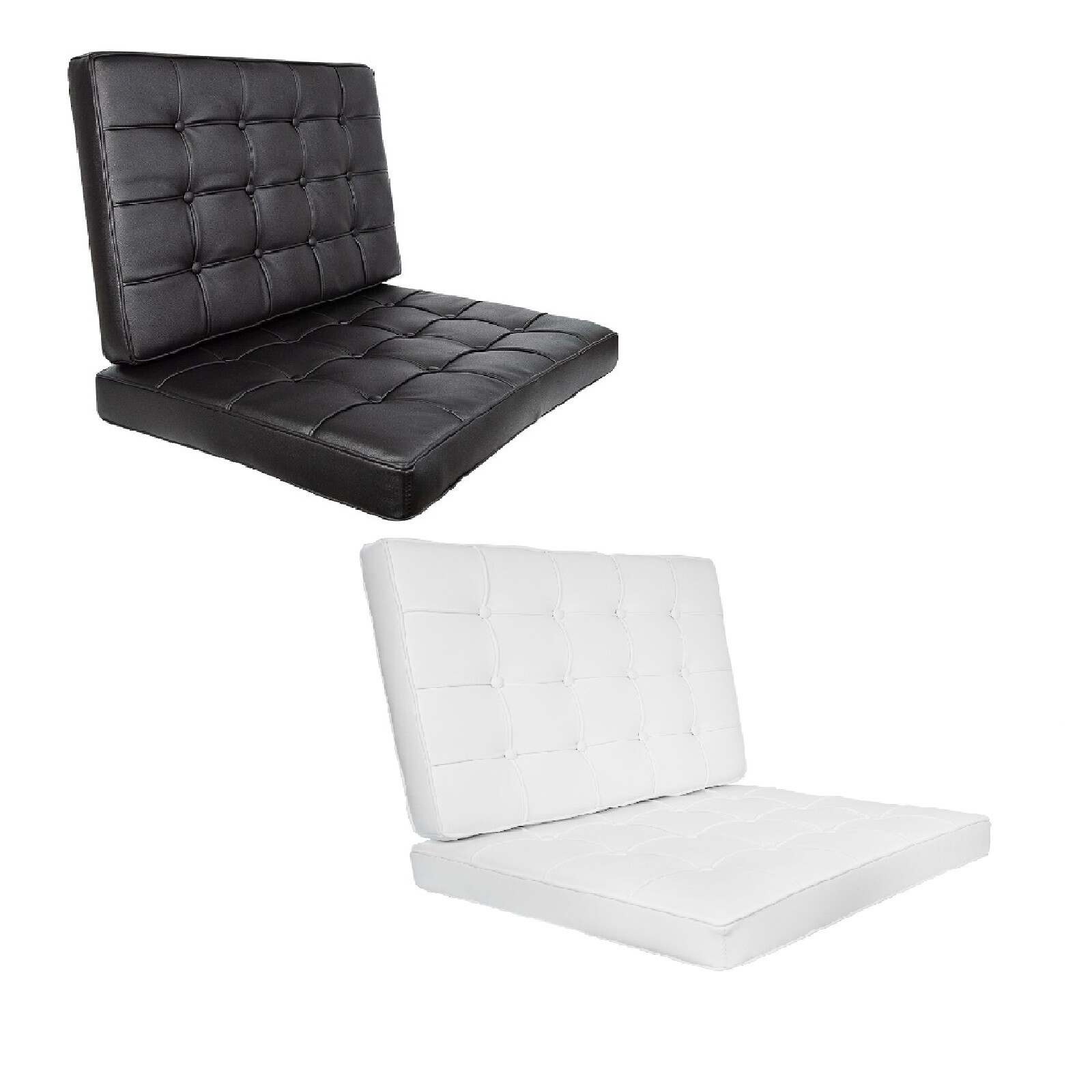 Black/White Genuine Leather/Match Replacement Cushions for Pavilion Style Chair
