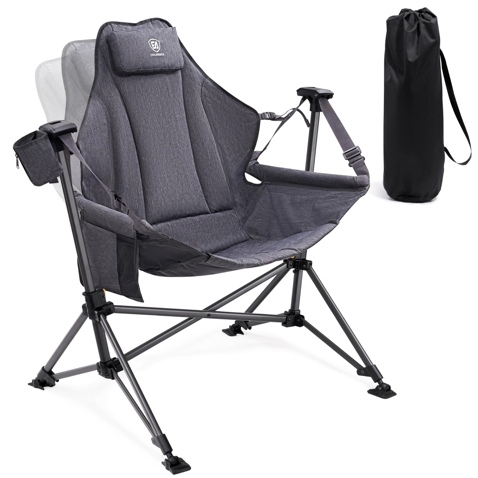 EVER ADVANCED Padded Hammock Camping Chair, Oversized Heavy 31.5 inches, Grey