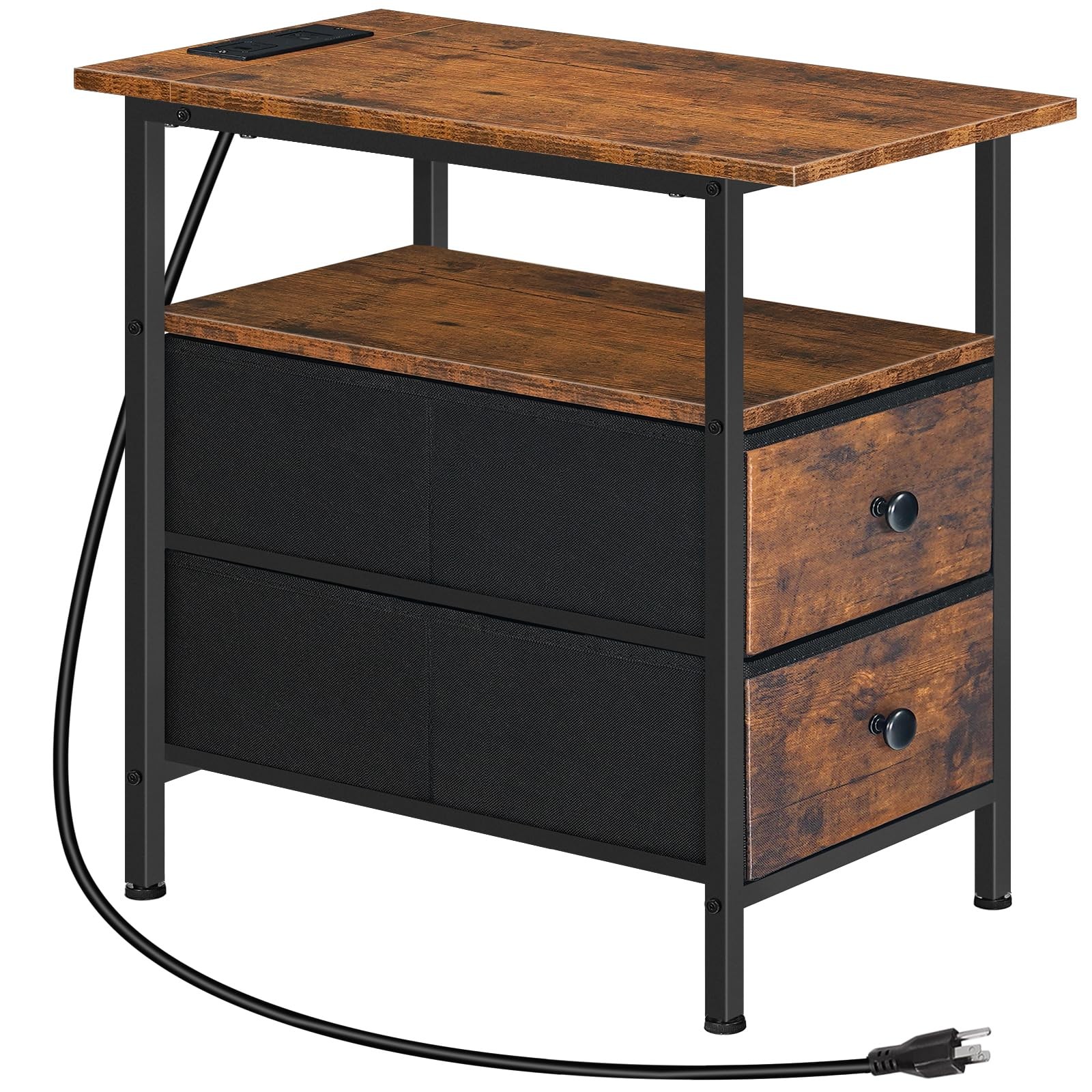 HOOBRO End Table with Charging Station, Narrow Side Table, Nightstand with 2 …