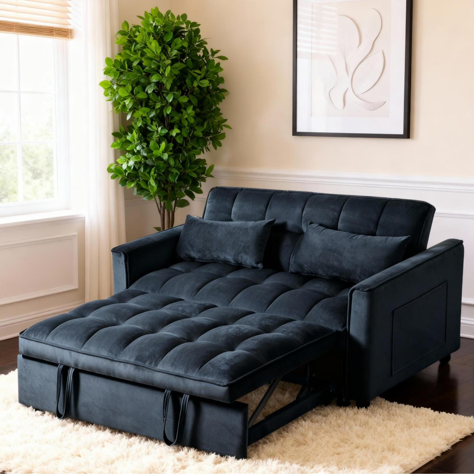 3 in 1 Convertible Sleeper Sofa Bed Pull Out Couch Bed Adjustable Backrest