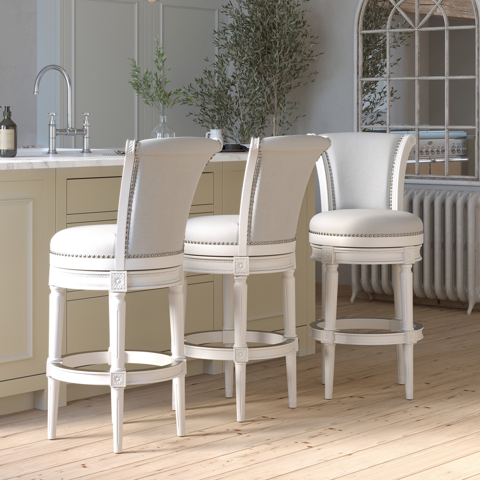 Chapman 31in. Wood Bar-Height Swivel Barstool with High-Back