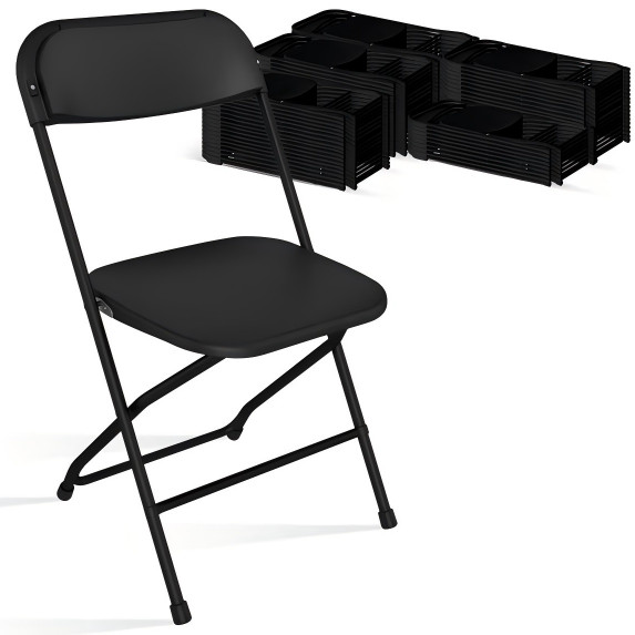 OROFULL 90 Pack Plastic Folding Chair, 350lb Capacity Stackable Chair, Black