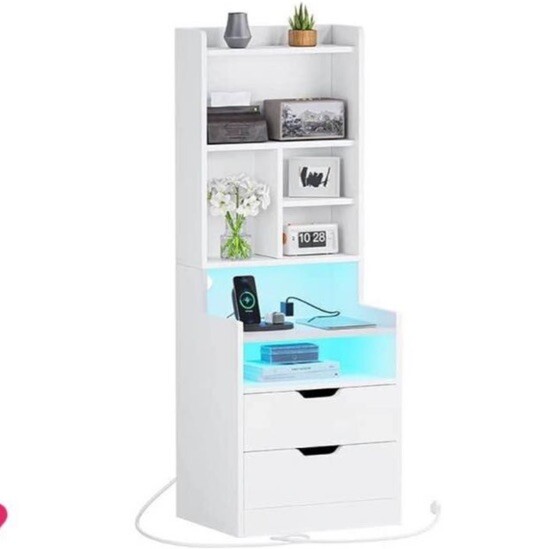 Led Nightstand With Cabinet And Changing Station New In Box