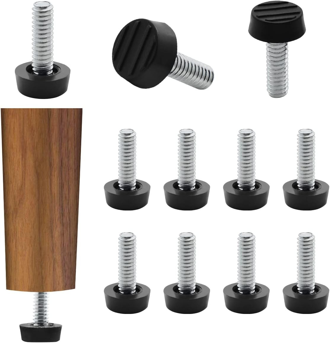 1/4″ – 20 UNC Leveling Feet, 20 Pcs Adjustable Leg Levelers, Screw In