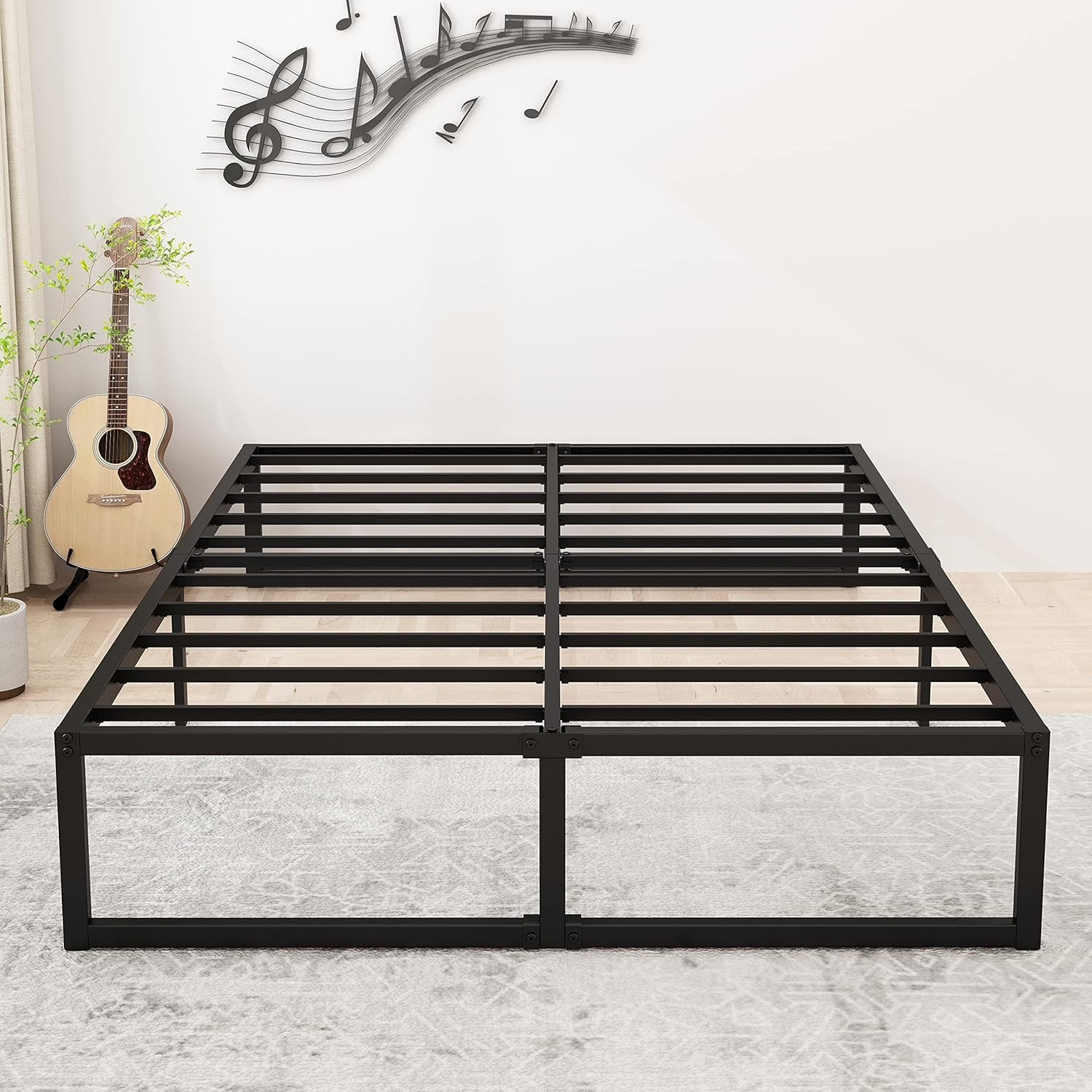Heavy Duty 14″ California King Bed Frame – No Box Spring Needed, Easy Assembly