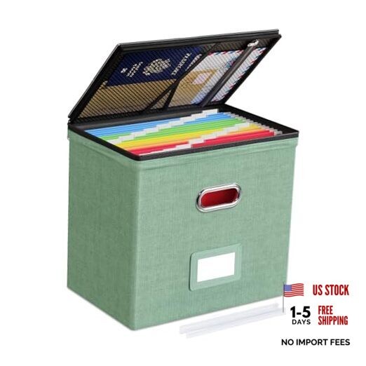 1 Pack File Organizer Boxes with Lids, File Small-1 Pack Without Folders Green
