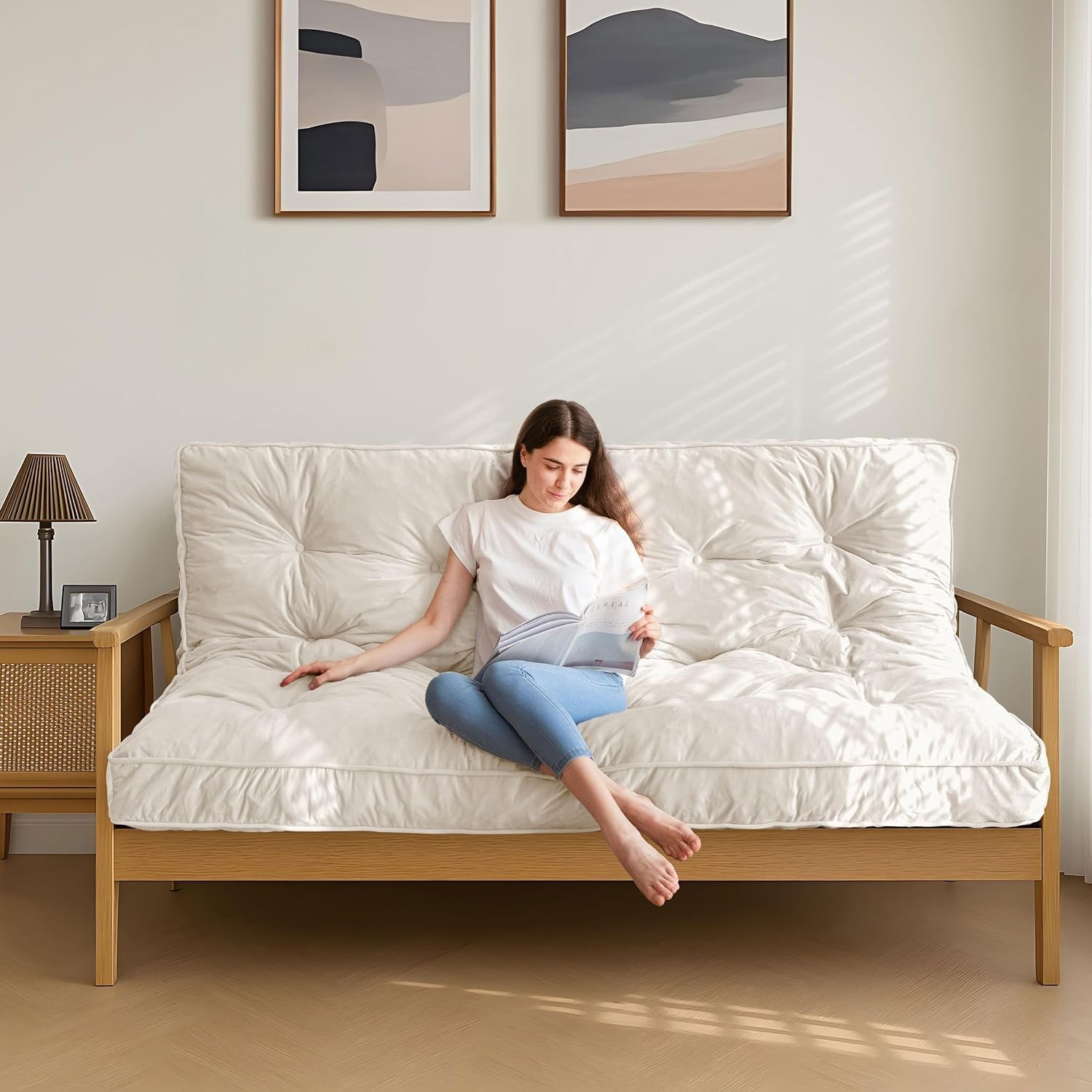 Breathable Pillow Top Full Size Futon Mattress – Soft Velvet, Maximum Comfort