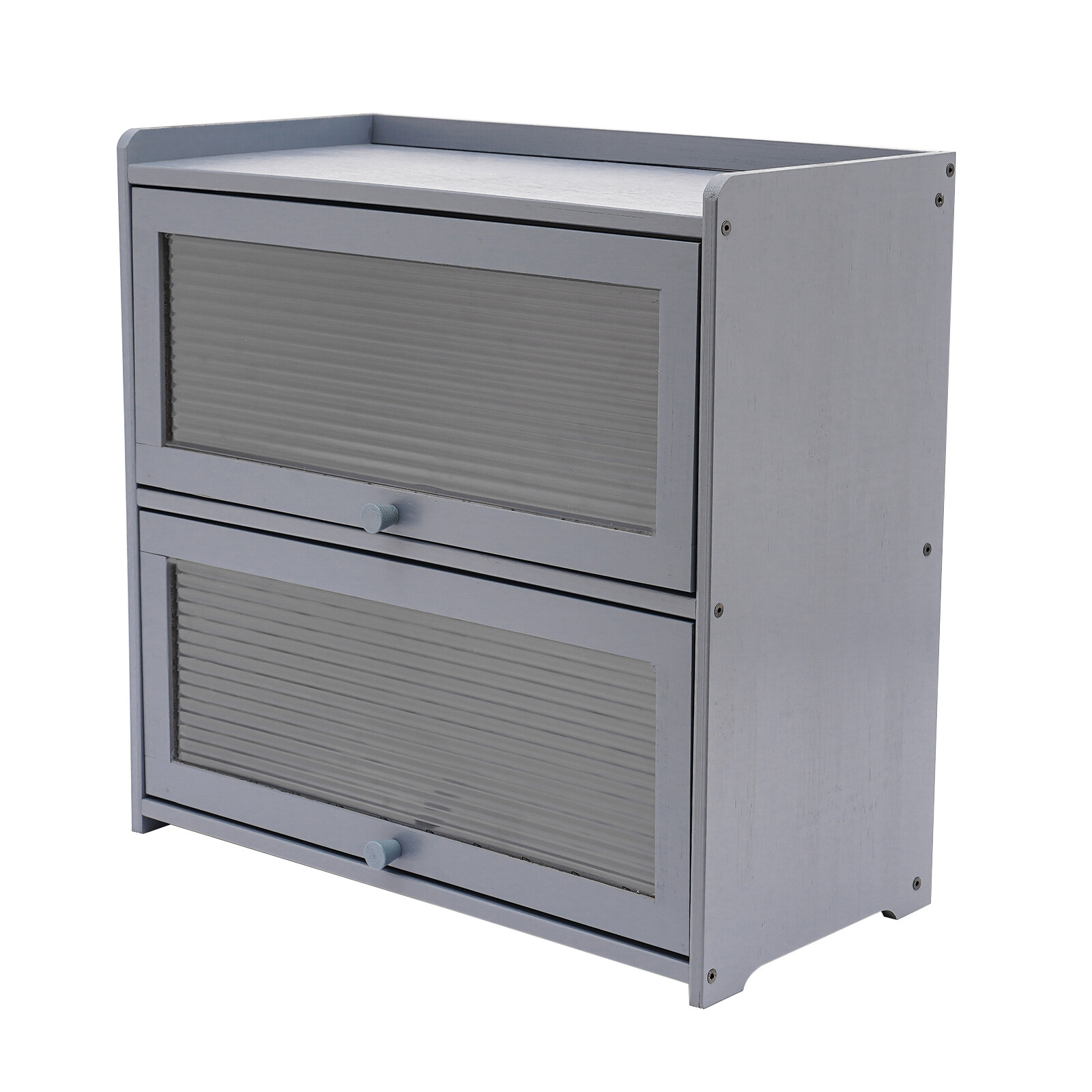 Bamboo 2-Tier Storage Cabinet With Acrylic Doors Gray 20.5 ?? 9.8 ?? 19.7 In