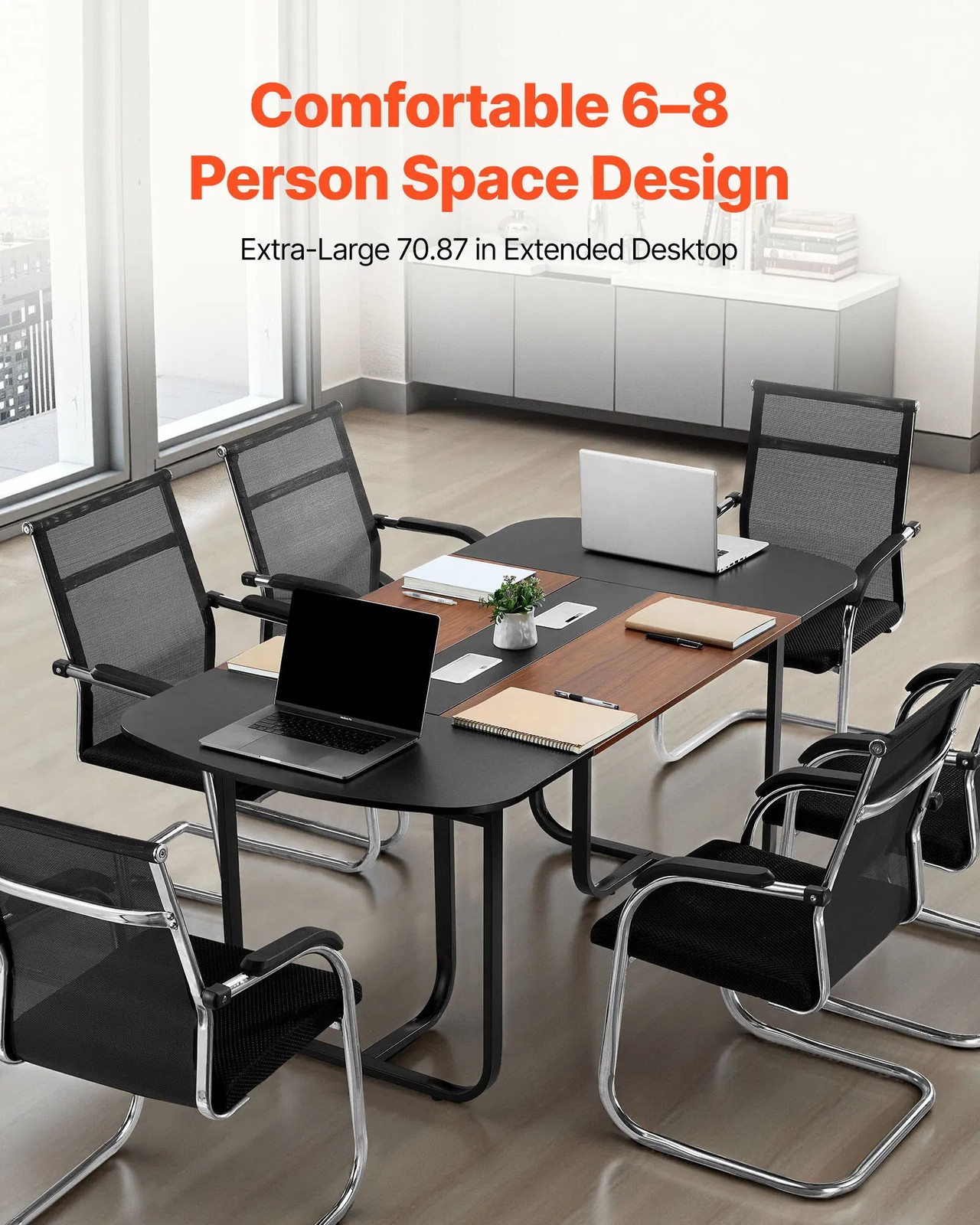 Conference Table, 6 ft Oval Office Meeting Table for 6-8 Person, Modern Seminar