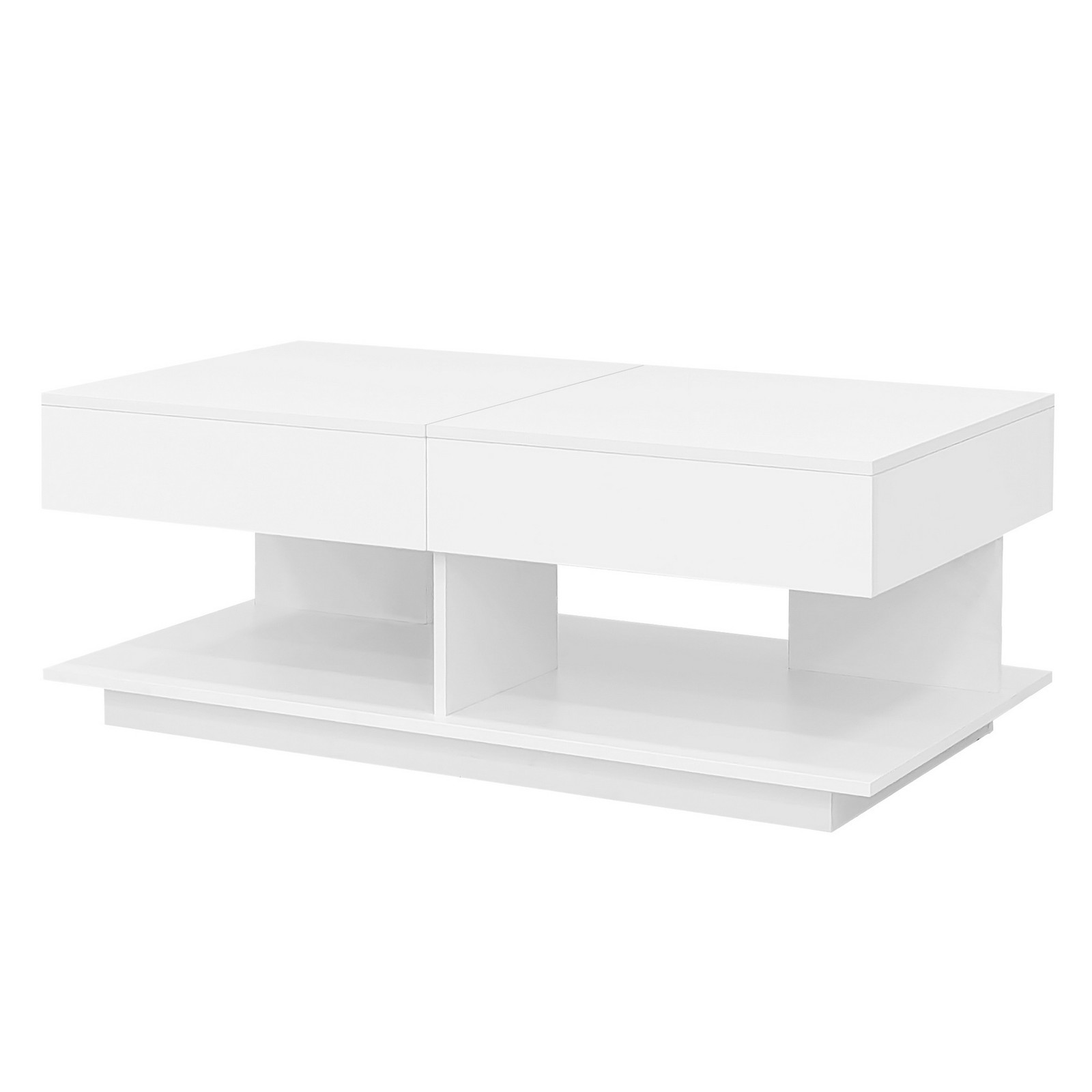 41-77″ Extendable Coffee Table Hidden Storage Compartment Center Table LED Light