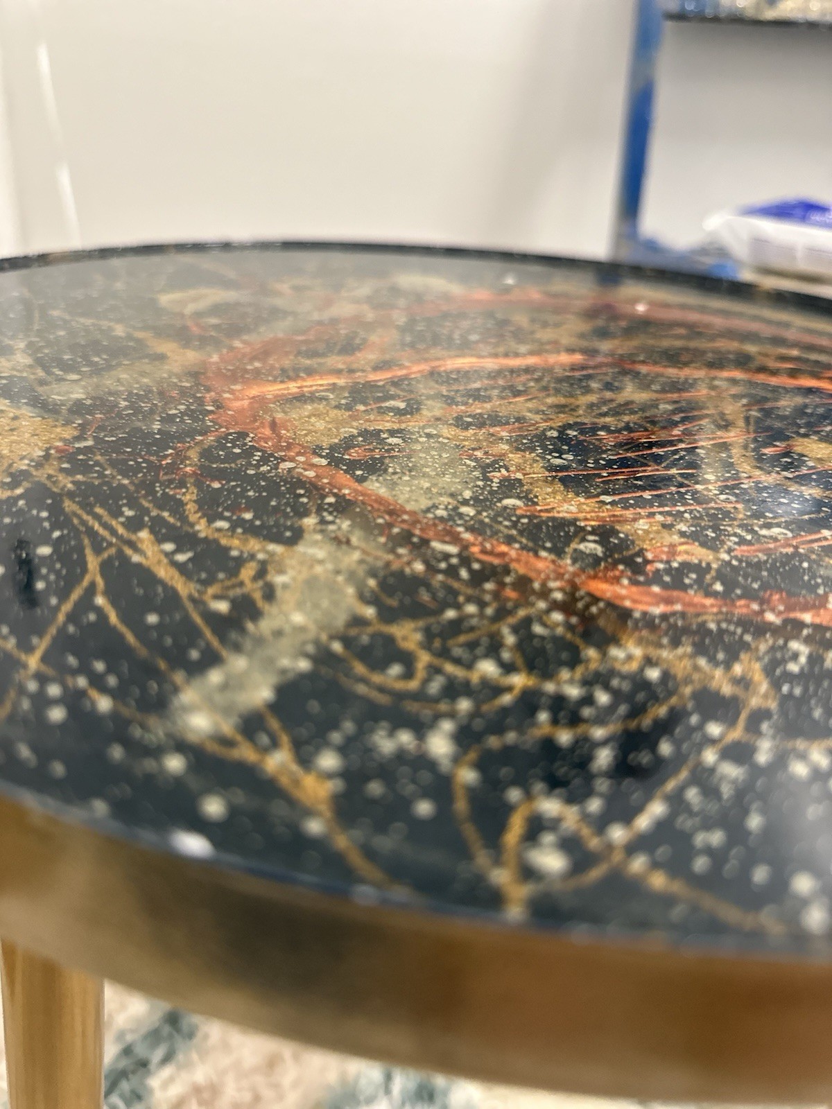 New, one of a kind, Custom made epoxy end/side table