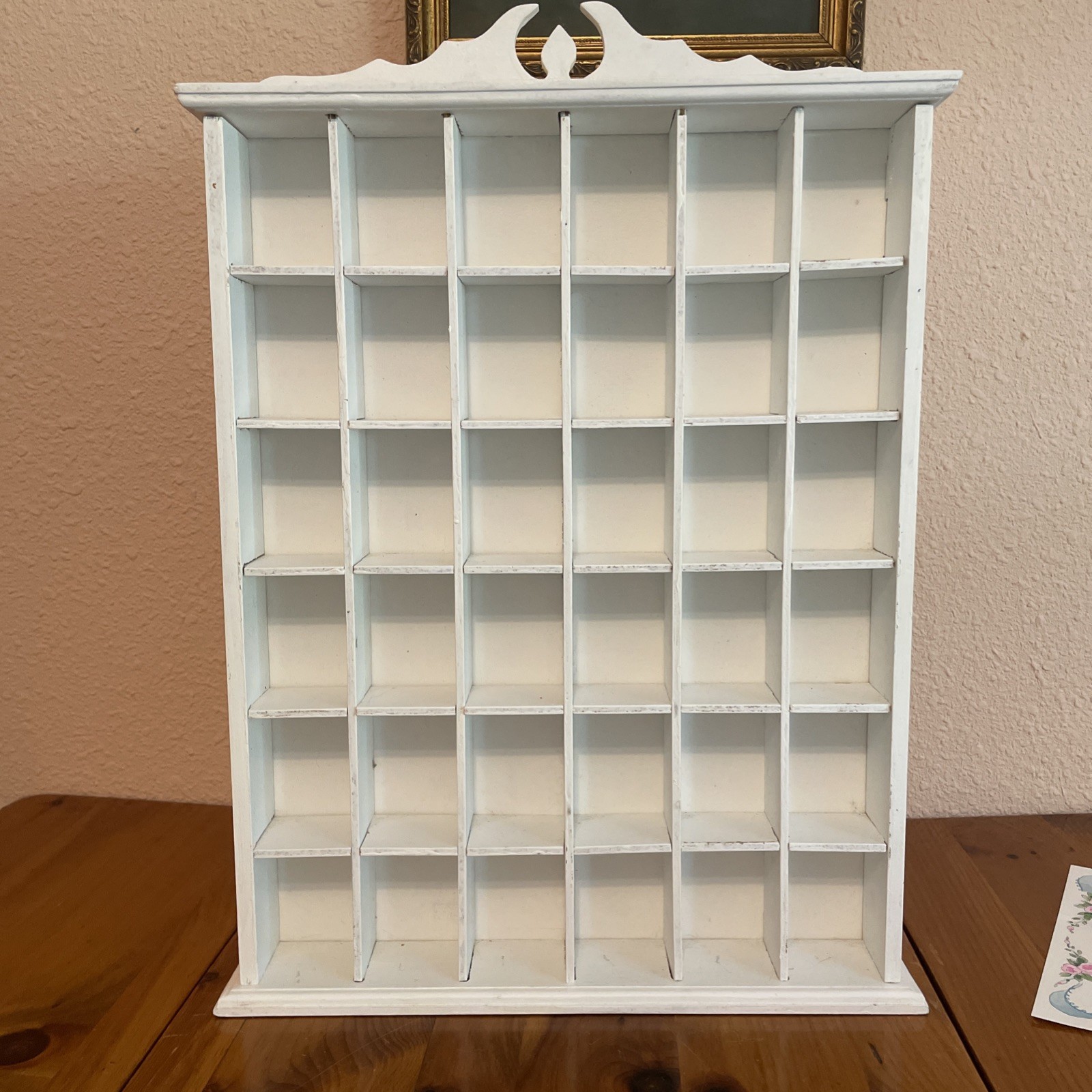 Vintage Wooden Shadow Box Display Shelf 36 Compartments Collections