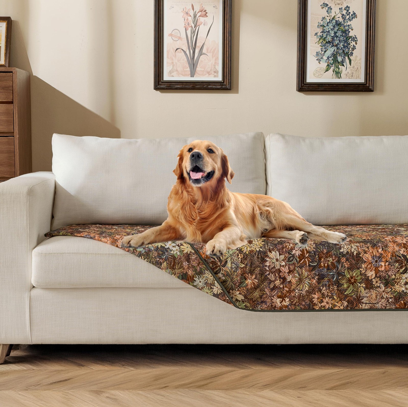 Snugglesinto Reversible Dog Bed Cover with Waterproof 30″x70″, Floral/Floral