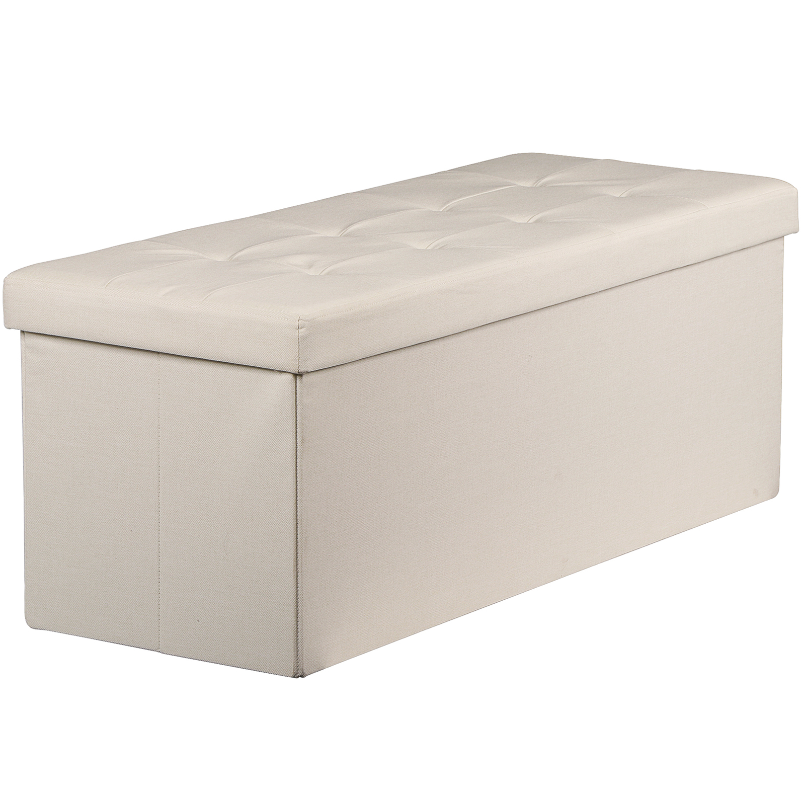 43 Inches Folding Storage Ottoman Bench Storage Chest Footrest Beige 660 lbs