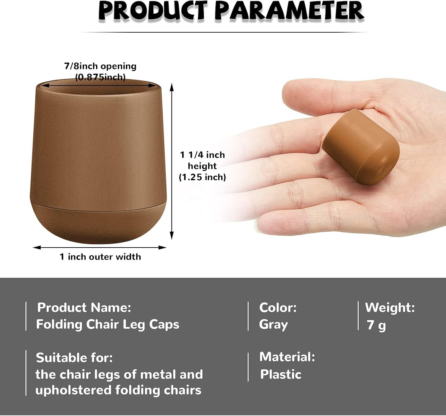 36 Pieces 7/8 Inc Folding Chair Leg Caps Heavy-Duty Plastic Chair End Caps Beige