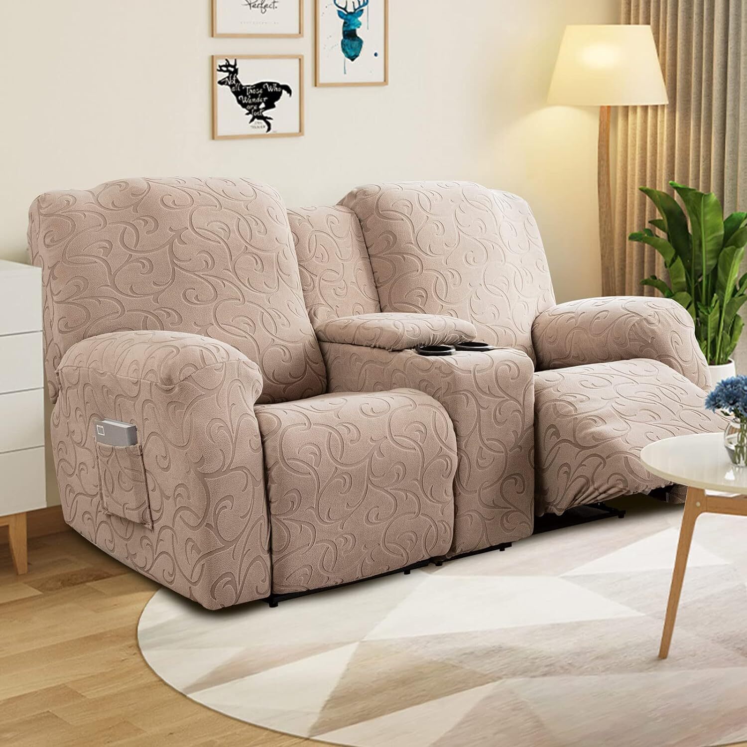 Waterproof Recliner Slipcovers Leaf Jacquard Recliner Chair Covers Stretch