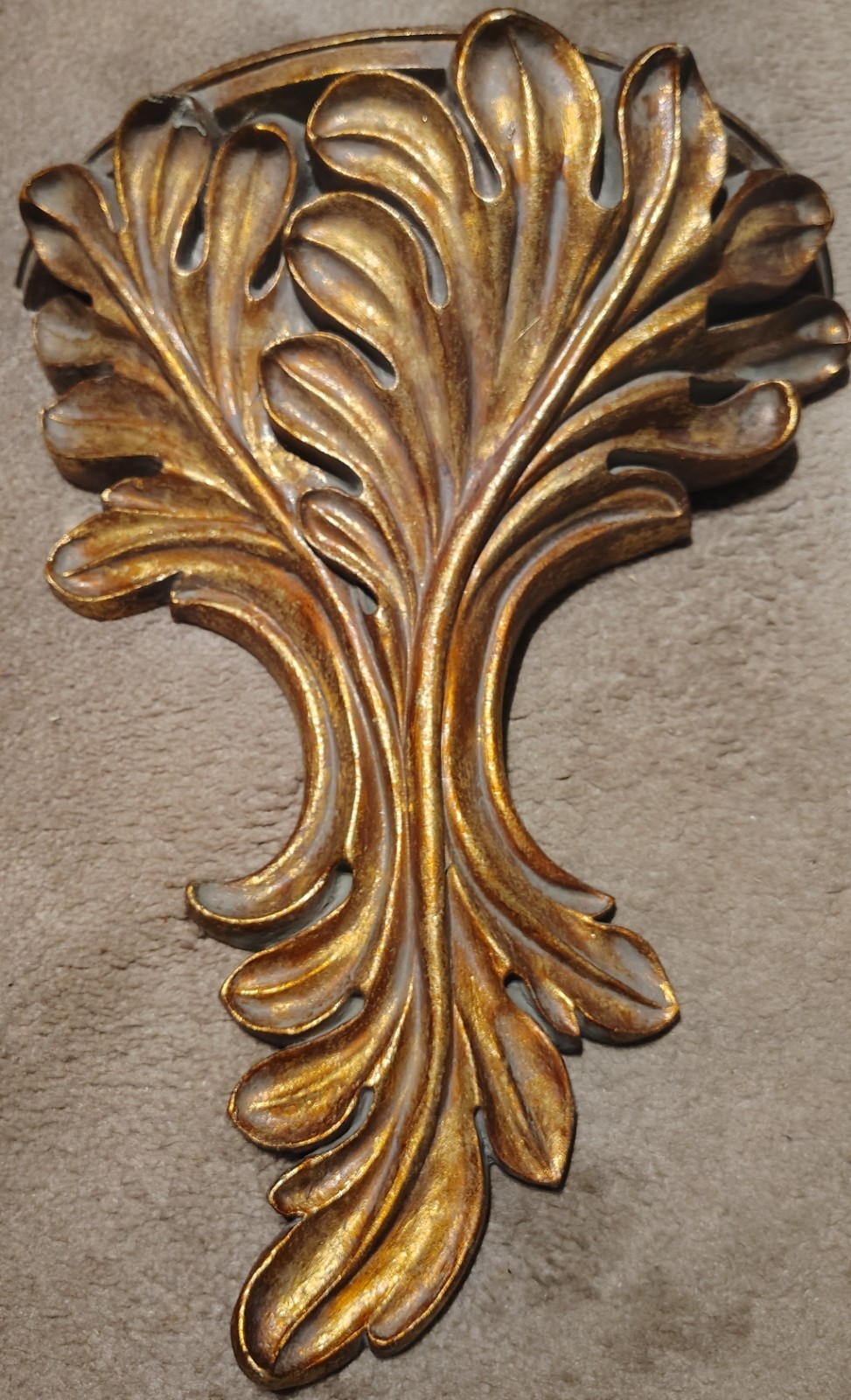 Hollywood Regency Gold Gilt Leaf Wall Shelf/Sconce