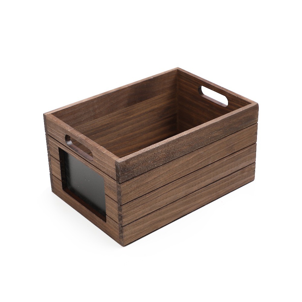 Wood Storage Crate With Chalkboard Label