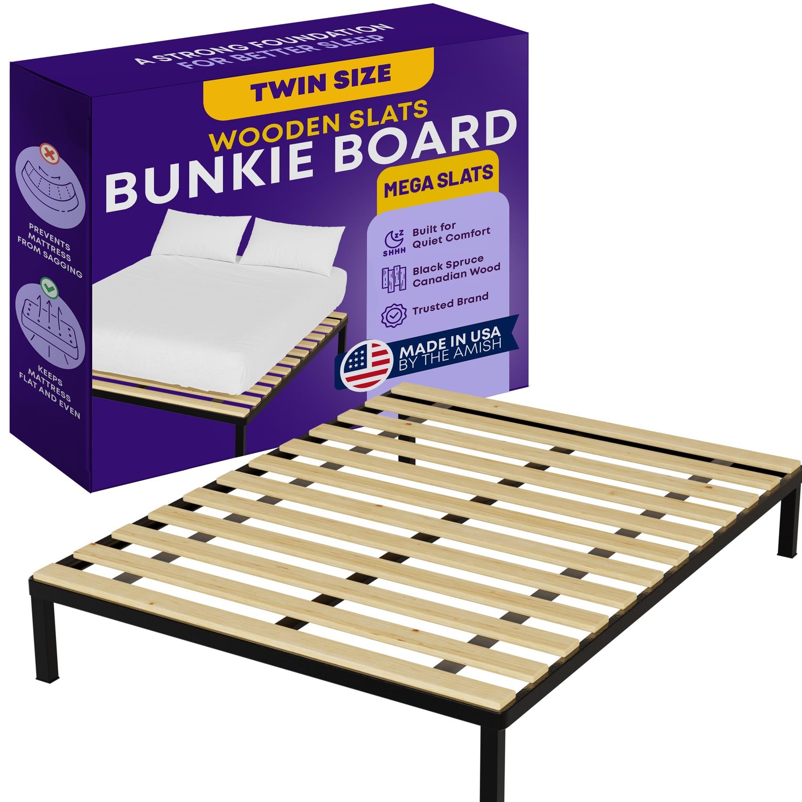 1-Inch Extra Heavy Duty Horizontal Wooden Bunkie Board/Bed Slats, 72 x 39, Beige