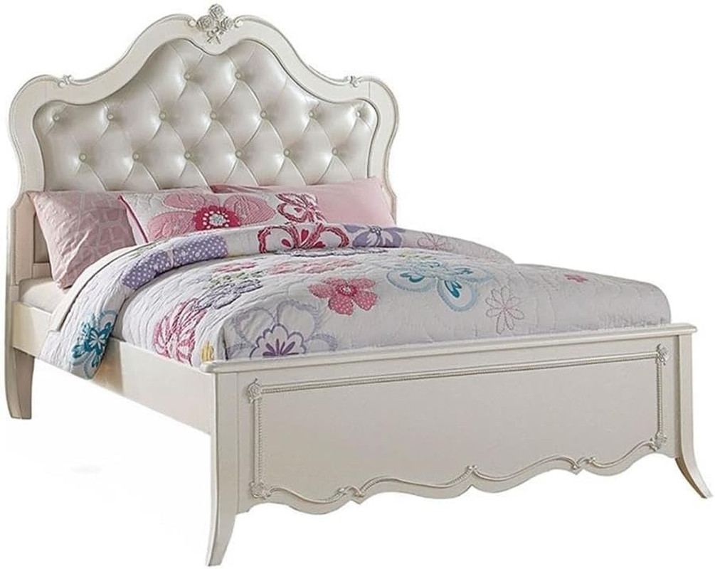 Edalene Twin Bed in Elegant Pearl White Finish for Stylish Bedrooms