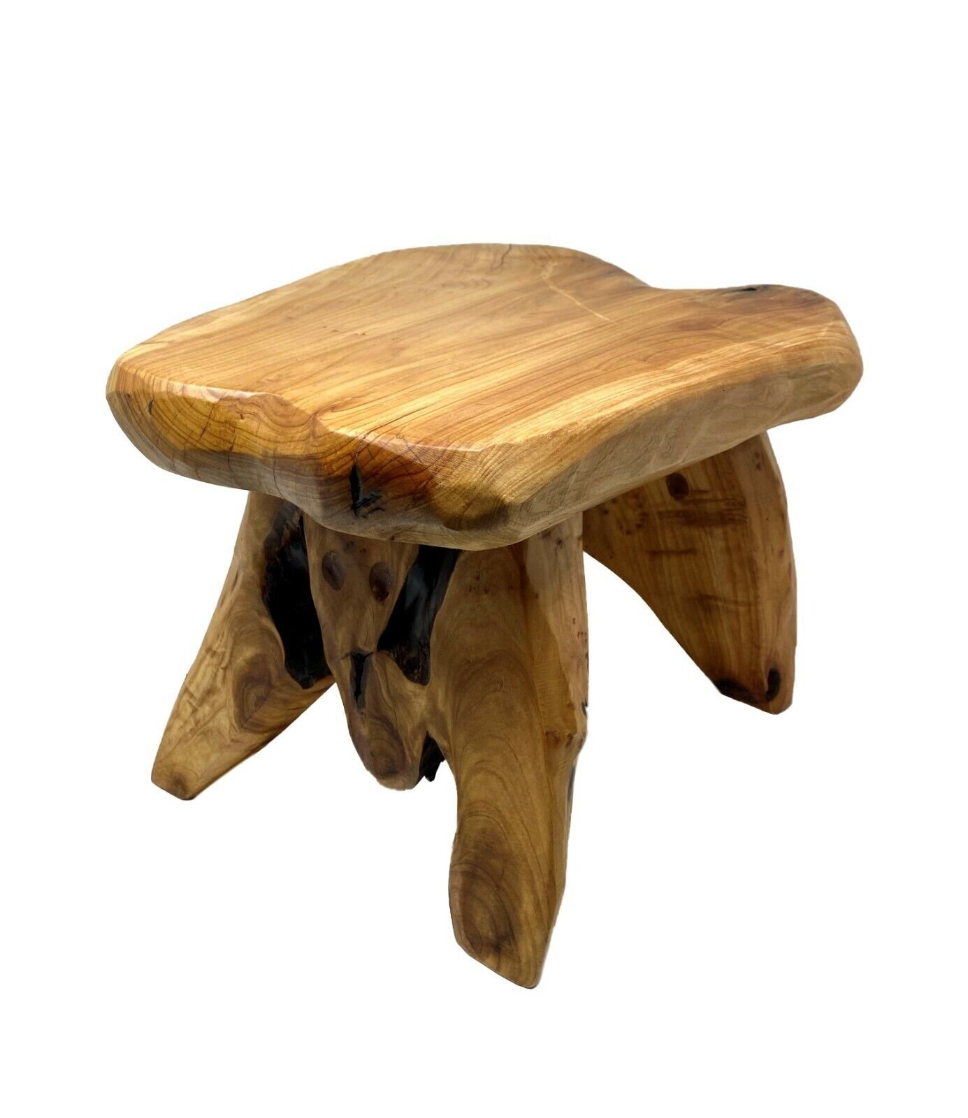Natural Tree Stump Stool Live Edge Cedar Wood Plant Stand L13″ x W11″ x H9.5″