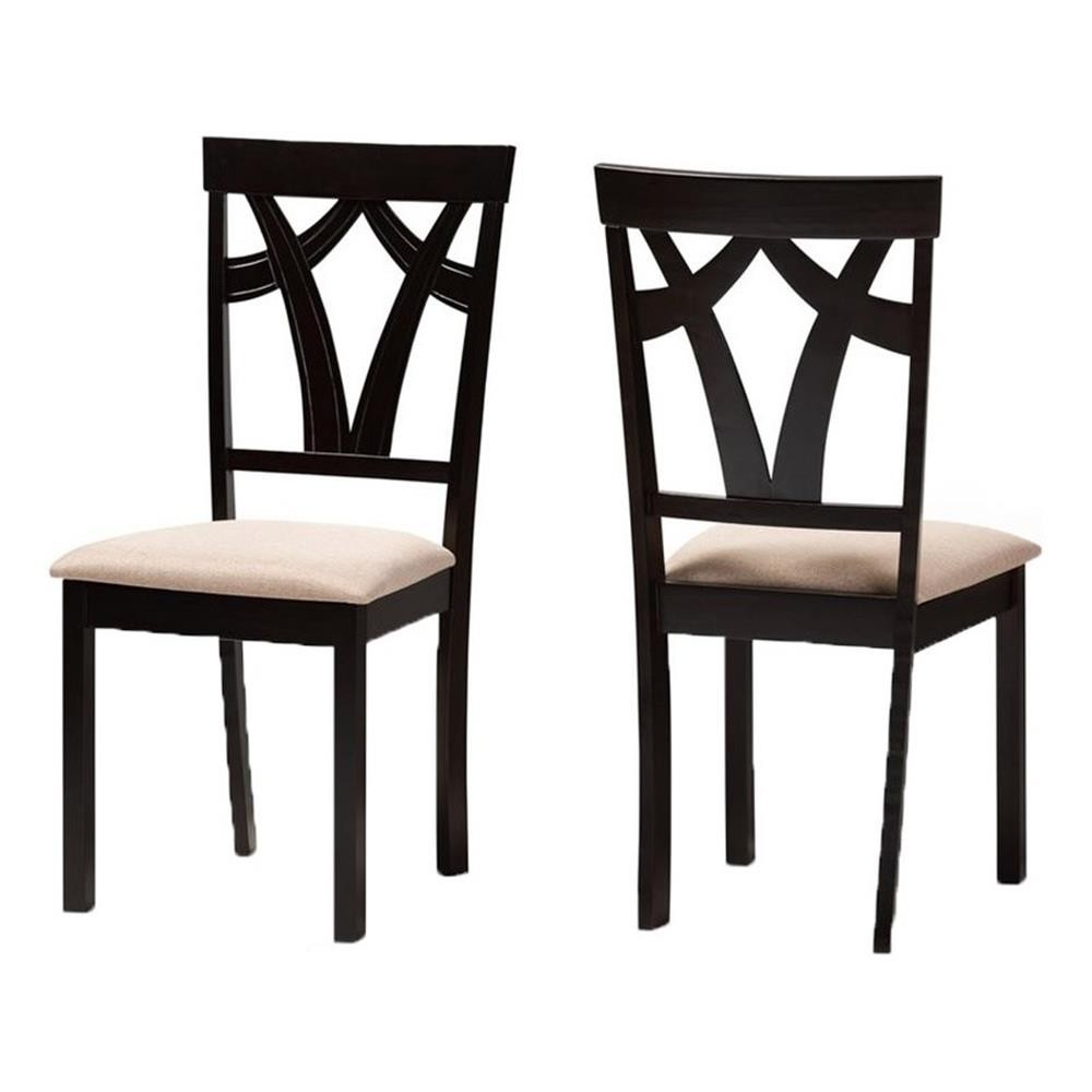 Bowery Hill 18.11″ Modern Fabric Dining Side Chair in Brown/Mahogany (Set of 2)