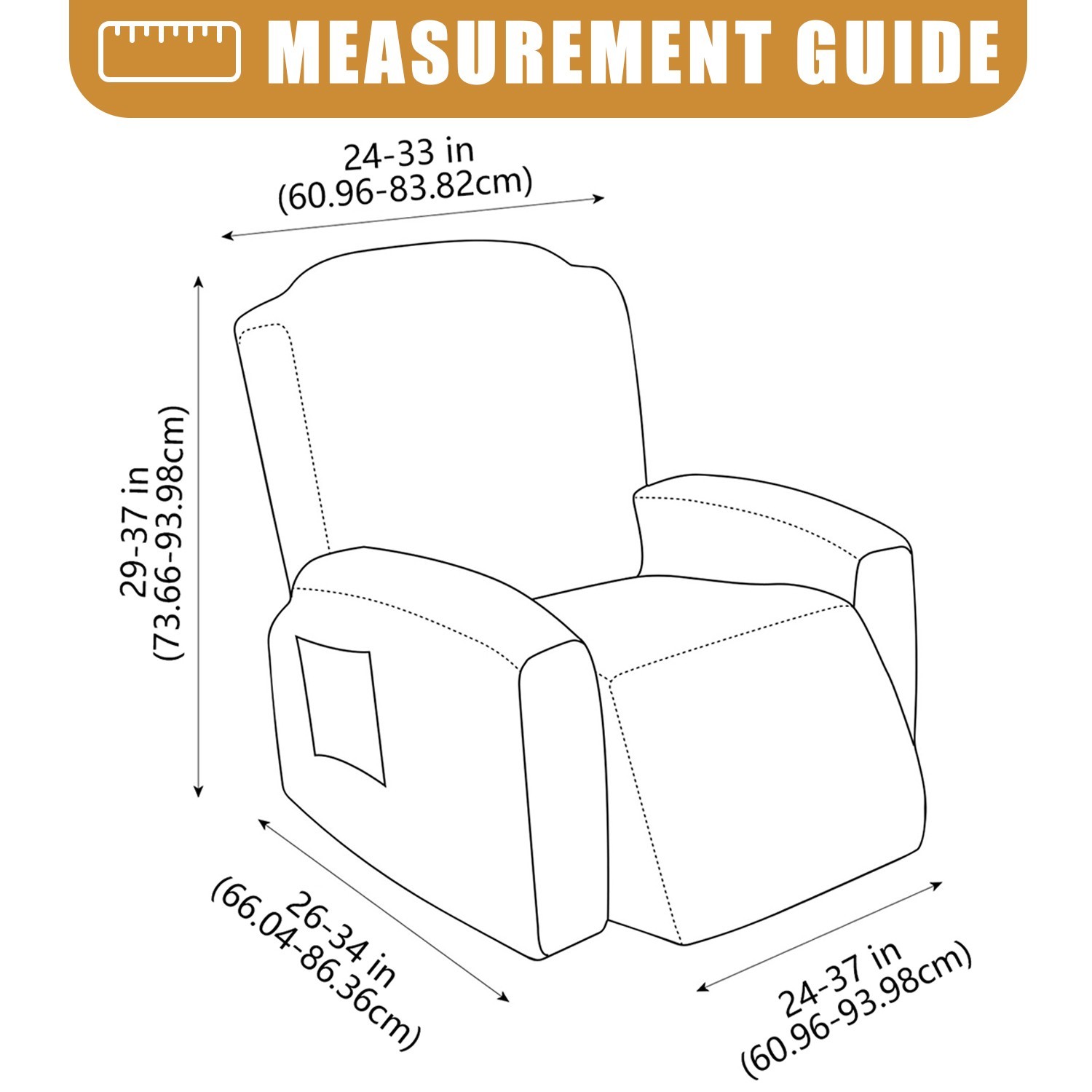 Printed Elastic Recliner Sofa Cover Side Pockets Home Decor Furniture Protection