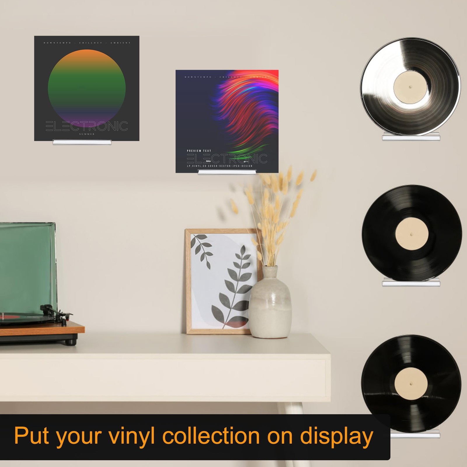 Jansburg 6 Pack Clear Vinyl Record Shelf Wall Mount Acrylic Album Display Hol…