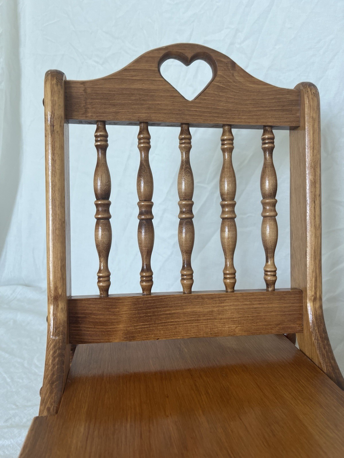 Vintage Wooden Folding Rocking Chair Heart Cutout 21in H x 13in W