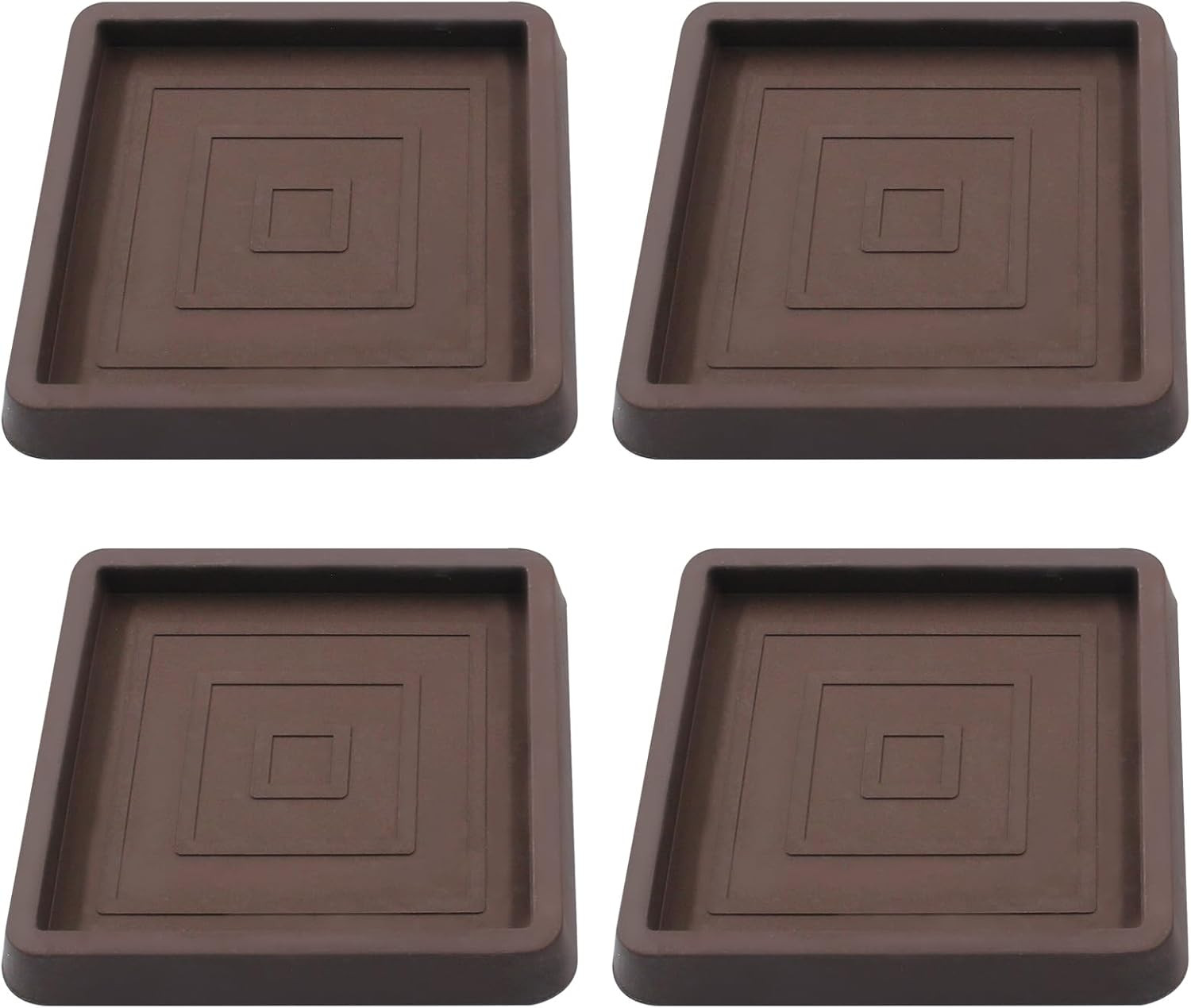 2.5 Inch Square Furniture Coasters, 4 Pcs Brown Rubber Caster Cups Non Slip F…