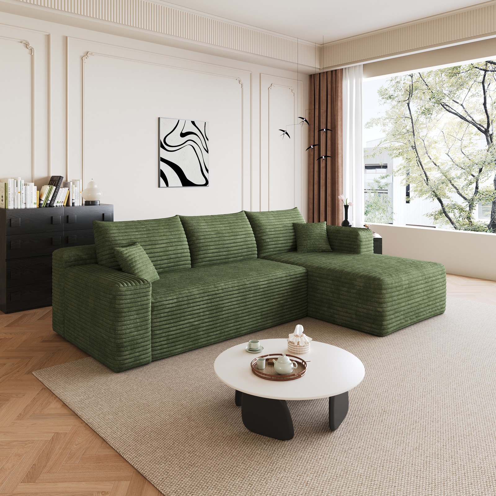 95″ Cloud Sectional Sofa,Modern Minimalist Upholstered Couches, Comfort U Shaped