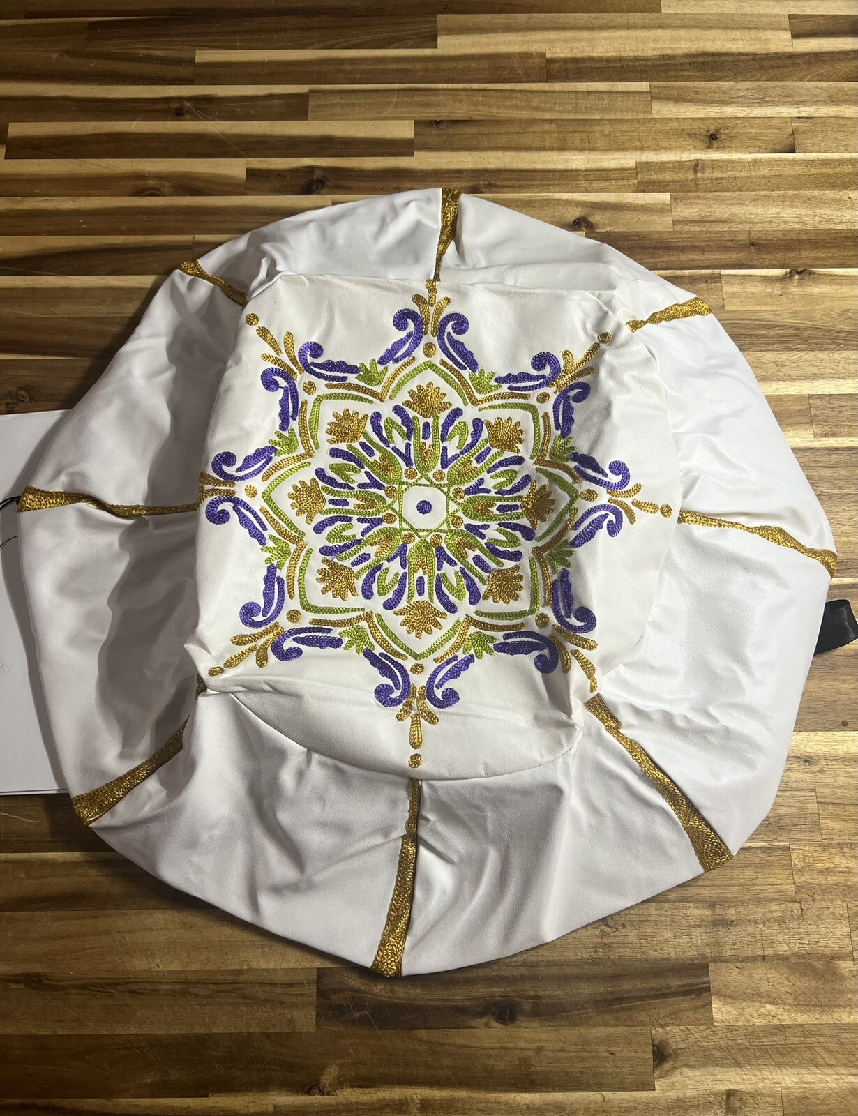 Morocco Dream Handmade Pouf Ottoman Cover Faux Leather,(unstuffed)