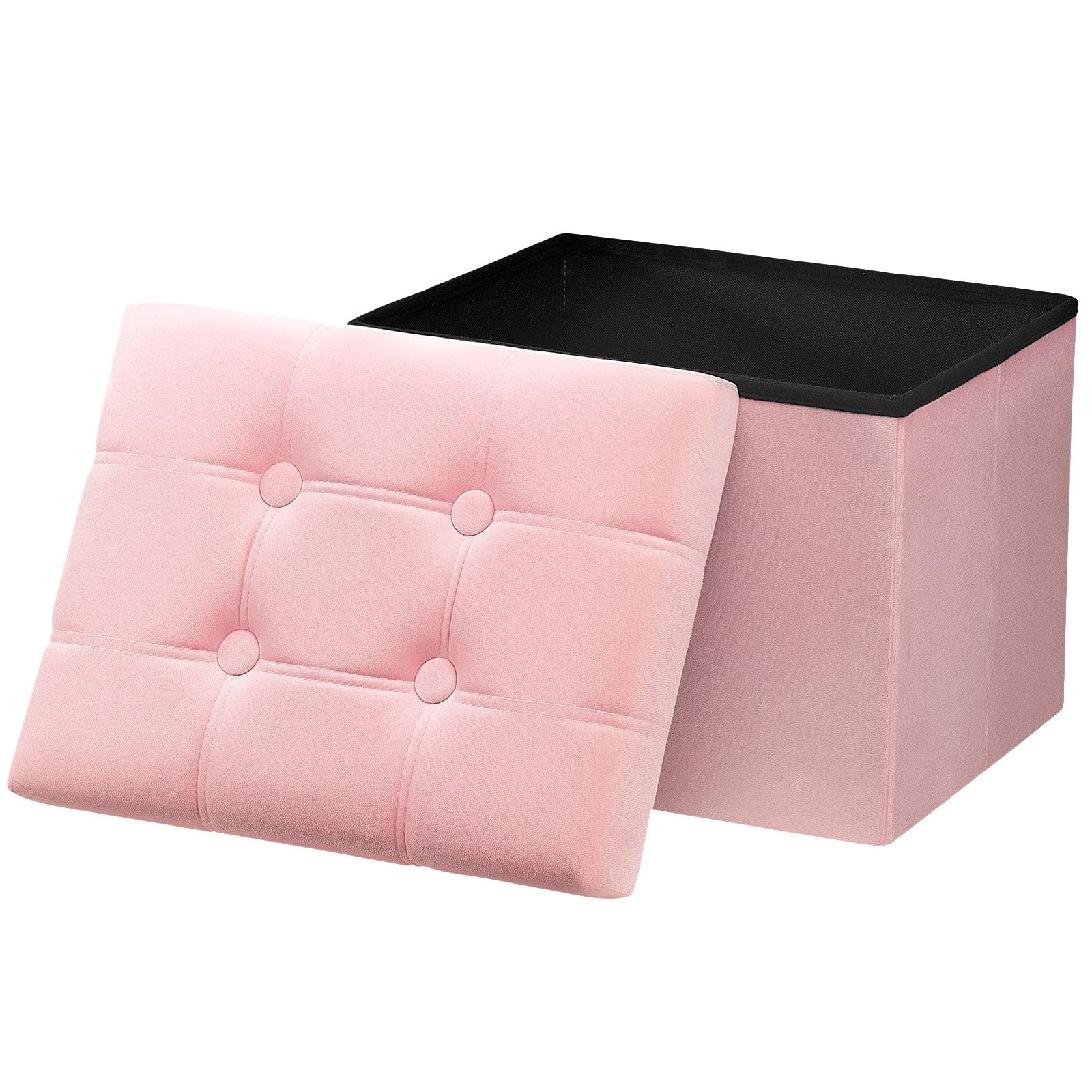 Storage Ottoman Foot Rest Stool 17 Inches Velvet Footstool Bench Short Ottoman S