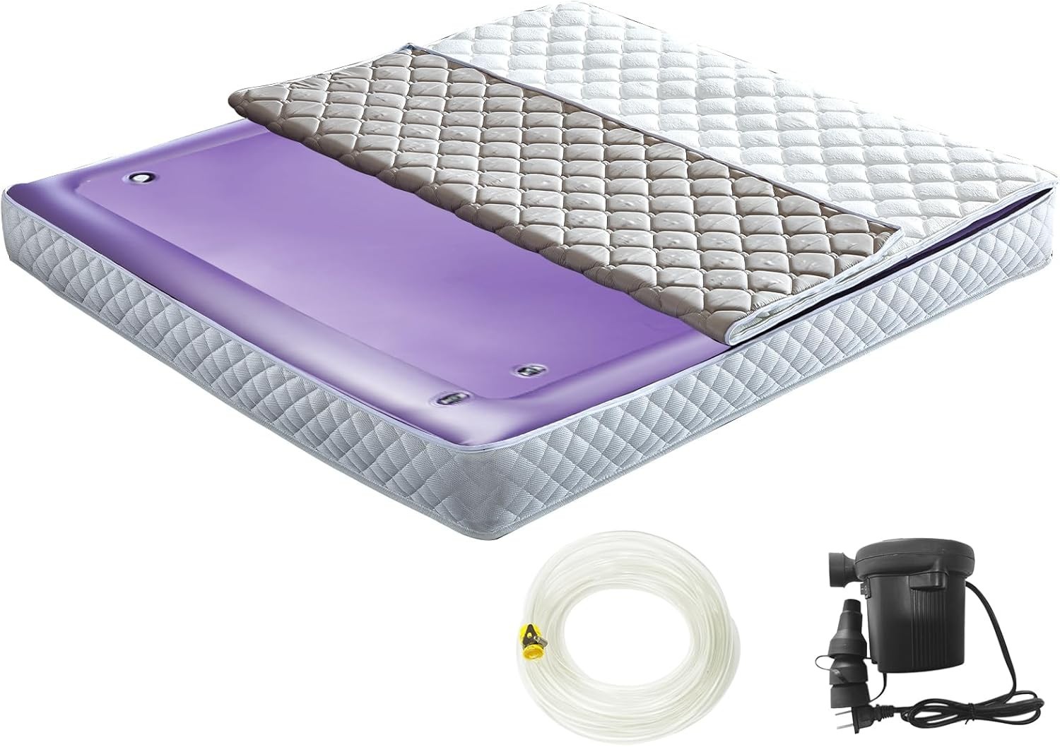 Free Flow Full Wave Water Mattress Square 7.9” Thick PVC Softside King 76” x 80”