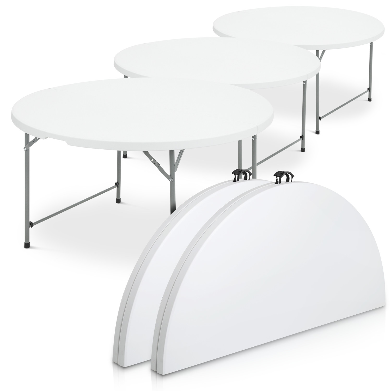 5 Pack White [4.5 FT ROUND FOLDABLE TABLE] Outdoor Camping Picnic Desk w/Handle