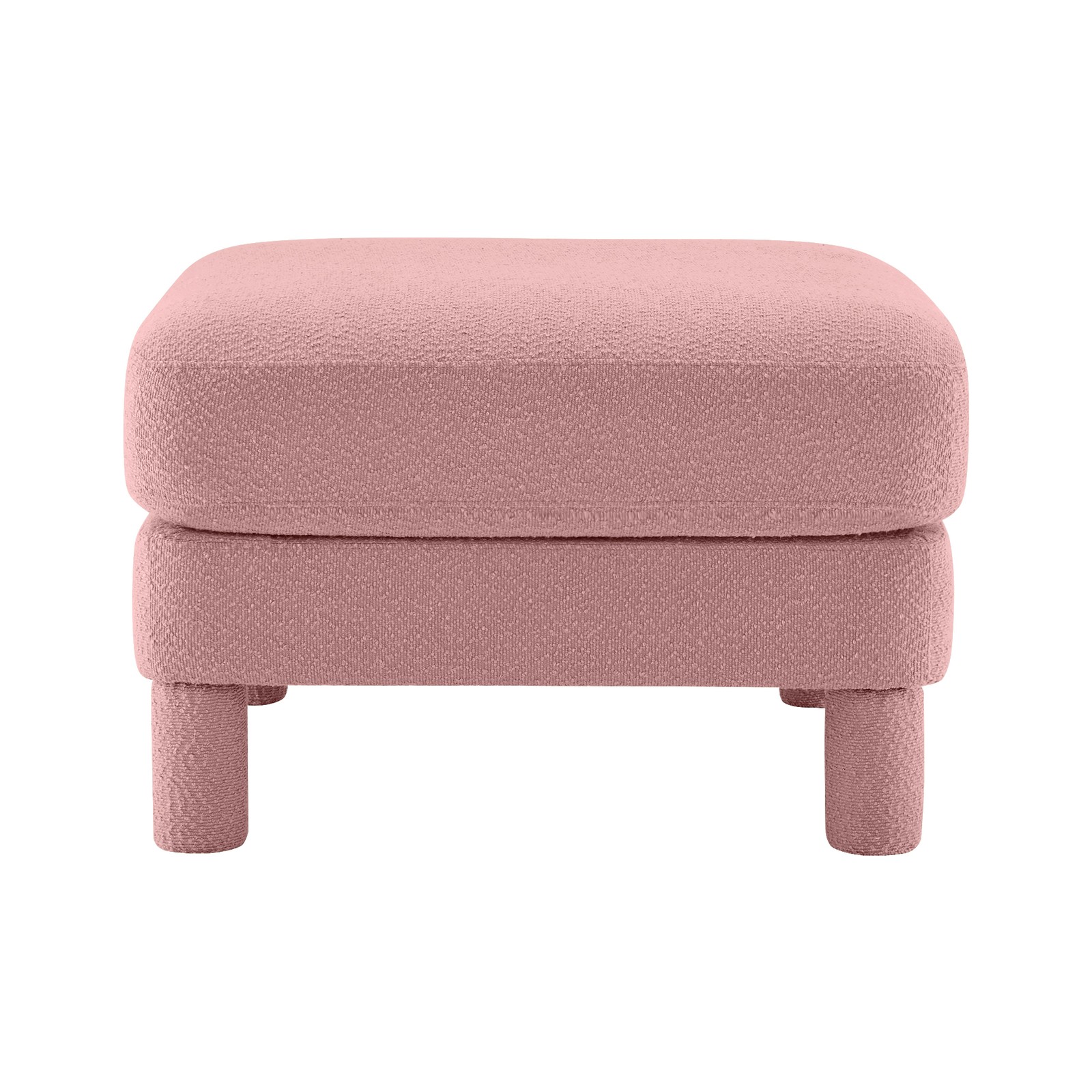 Modern Pink Polyester Ottoman 31.5″ Square Boucle Fabric Sturdy Frame