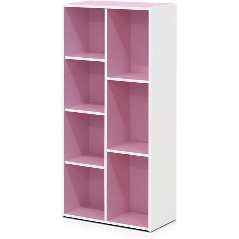 Modern 7-Tier Bookcase Engineered Wood Storage Organizer Home Office Living Room