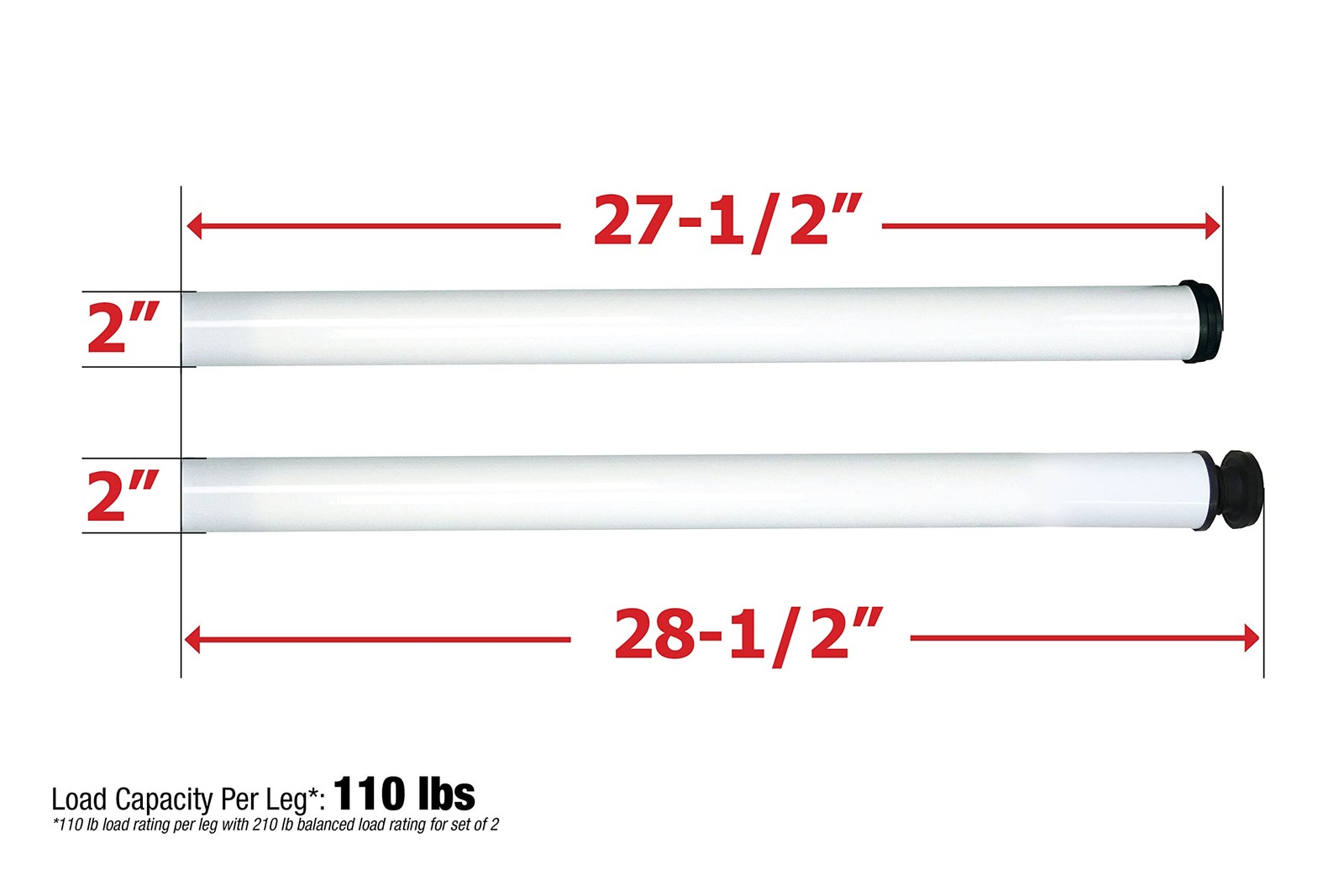Shepherd Hardware 8572E 27-1/2-Inch Fixed Steel Furniture Legs for Desks and